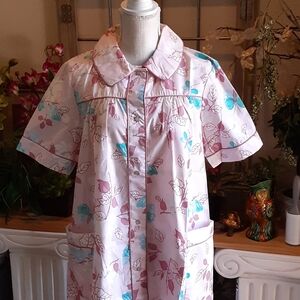 Eyefuls Cotton Blend Pearl Snap Button Smock Size Medium Flora & Fauna